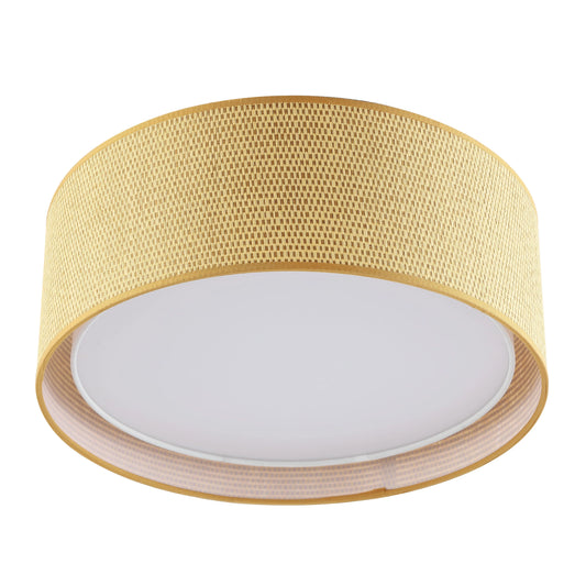 LEDET 15.7 in. Yellow Flush Mount Ceiling Light Rattan Weaving Shade Home Decor Pendant Lighting