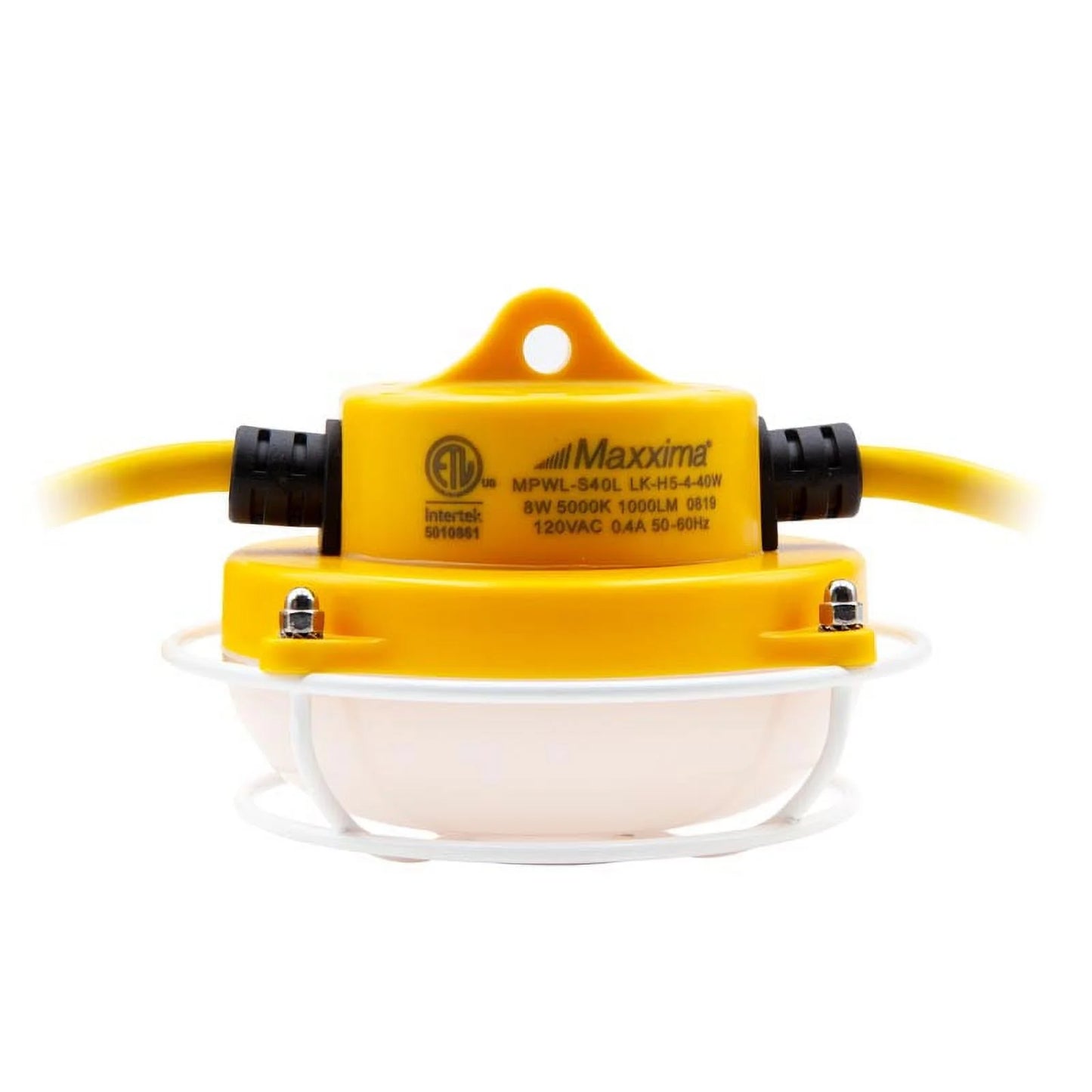 Maxxima Heavy Duty LED Construction String Light - 5,000 Lumens, 40 Watts, 50 Ft, Linkable, 5000K Daylight, IP65, Durable Fixture, Ideal for Portable Job Site or Shipyard Lighting Needs