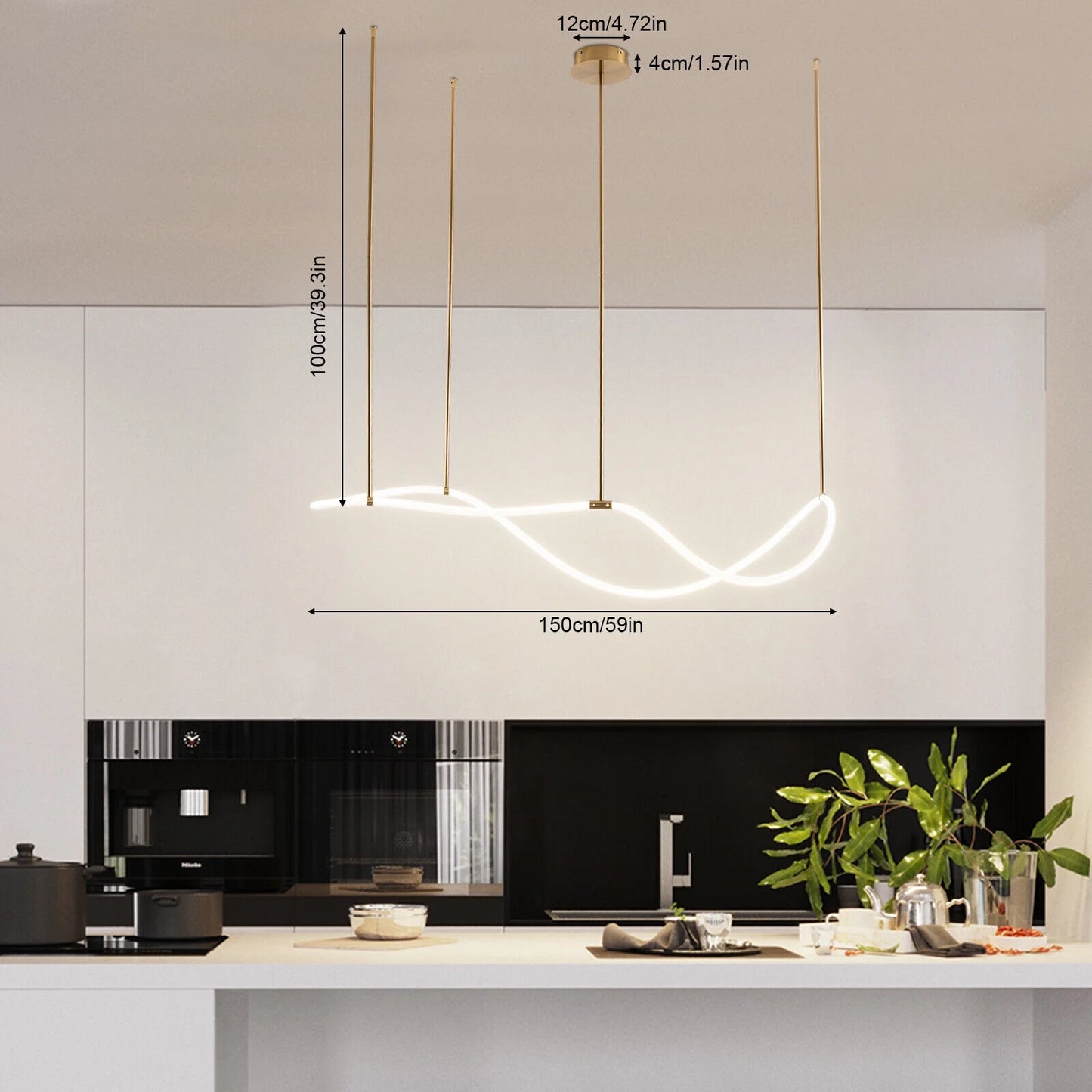 4500K 60W Modern Chandelier Hanging Lamp Kitchen Island Lighting Fixture Dining Room Light