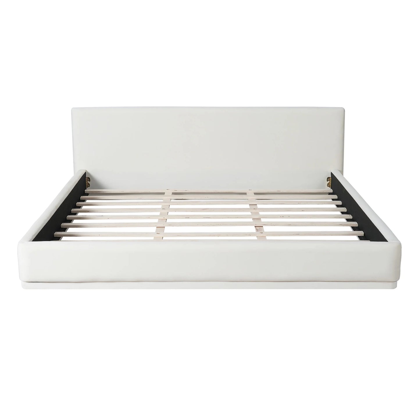 Christopher Knight Home Velvet Upholstered QueenBed, Solid Wood Platform Bed Frame, White