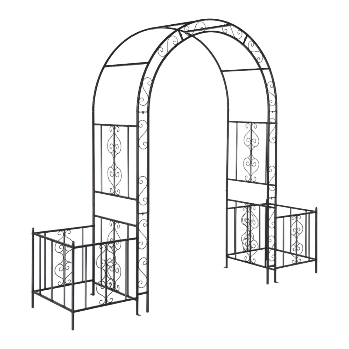 UBesGoo Outdoor 6.7FT Garden Arbor with Planter Box, Wedding Arch Archway for Ceremony Party, Trellis for Plant Climbing, Christmas Decorations Pergola for Backyard, Lawn, Patio, Yard