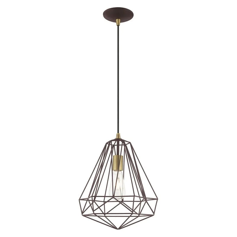 41324-69-Livex Lighting-Knox - 1 Light Pendant In Geometric Style-18 Inches Tall and 12.25 Inches Wide-Shiny White Finish -Traditional Installation