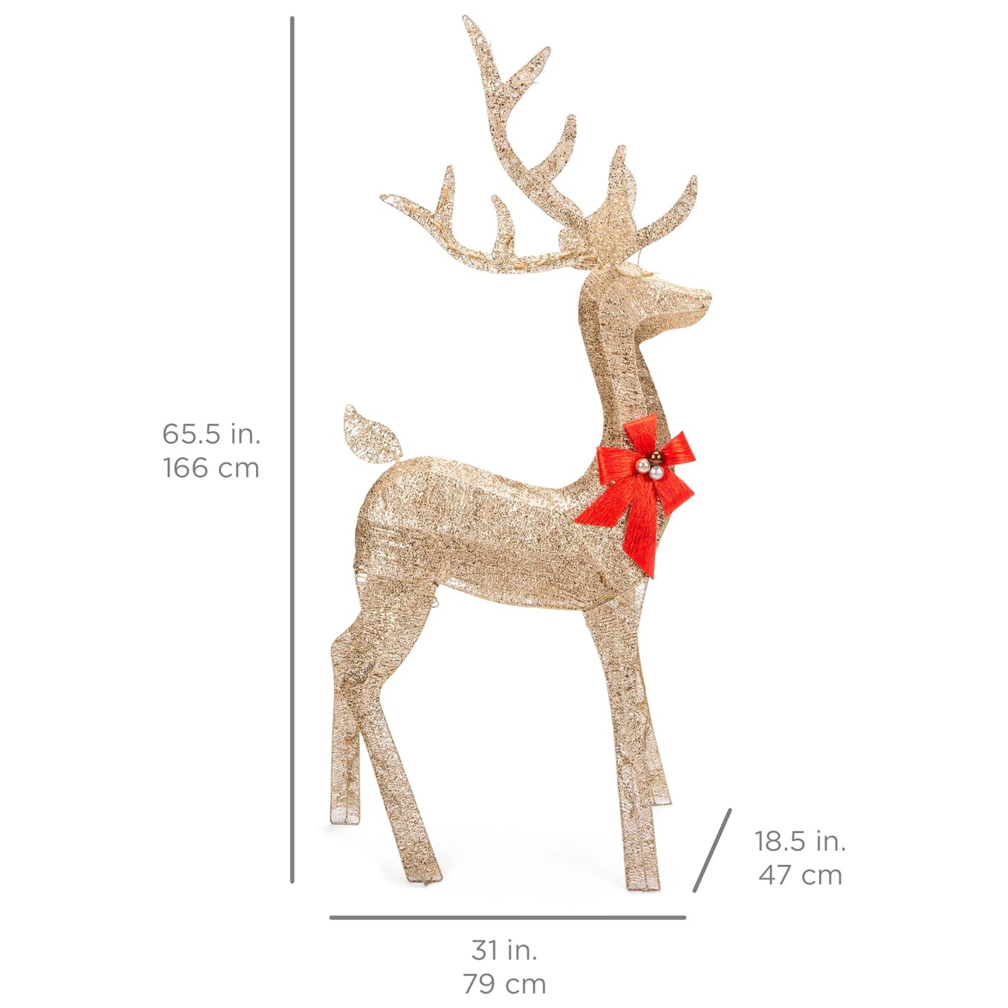 Best Choice Products 5ft Pre-Lit Reindeer Yard Christmas Decoration, Gold Holiday Deer w/150 Lights, Stakes, Zip Ties