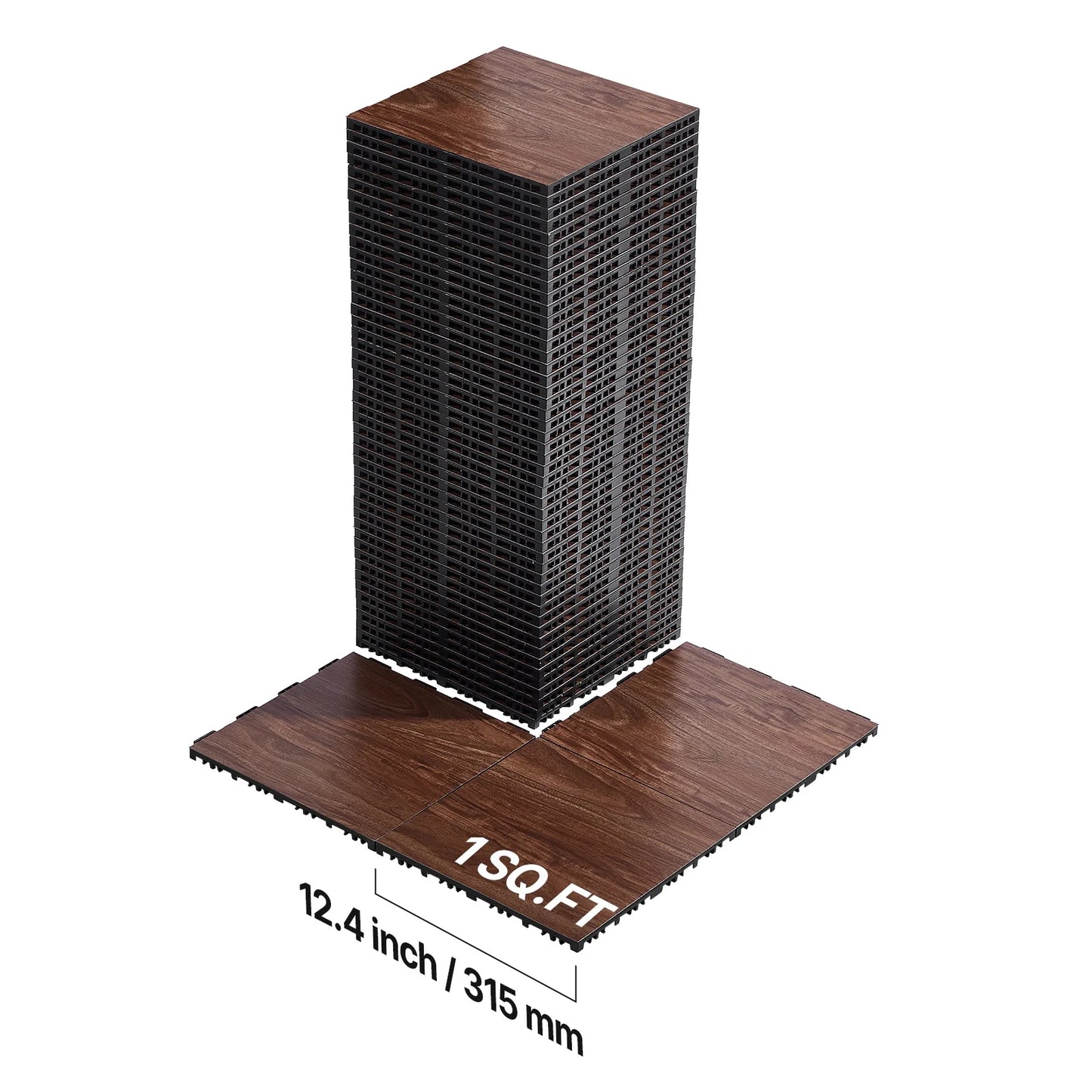 KFFKFF Interlocking Dance Floor Tiles, 12.4 x 12.4 in, 52-Piece Portable Flooring with Cushioned Base (Oak Wood Grain, Covers 52 sq. ft/Box)