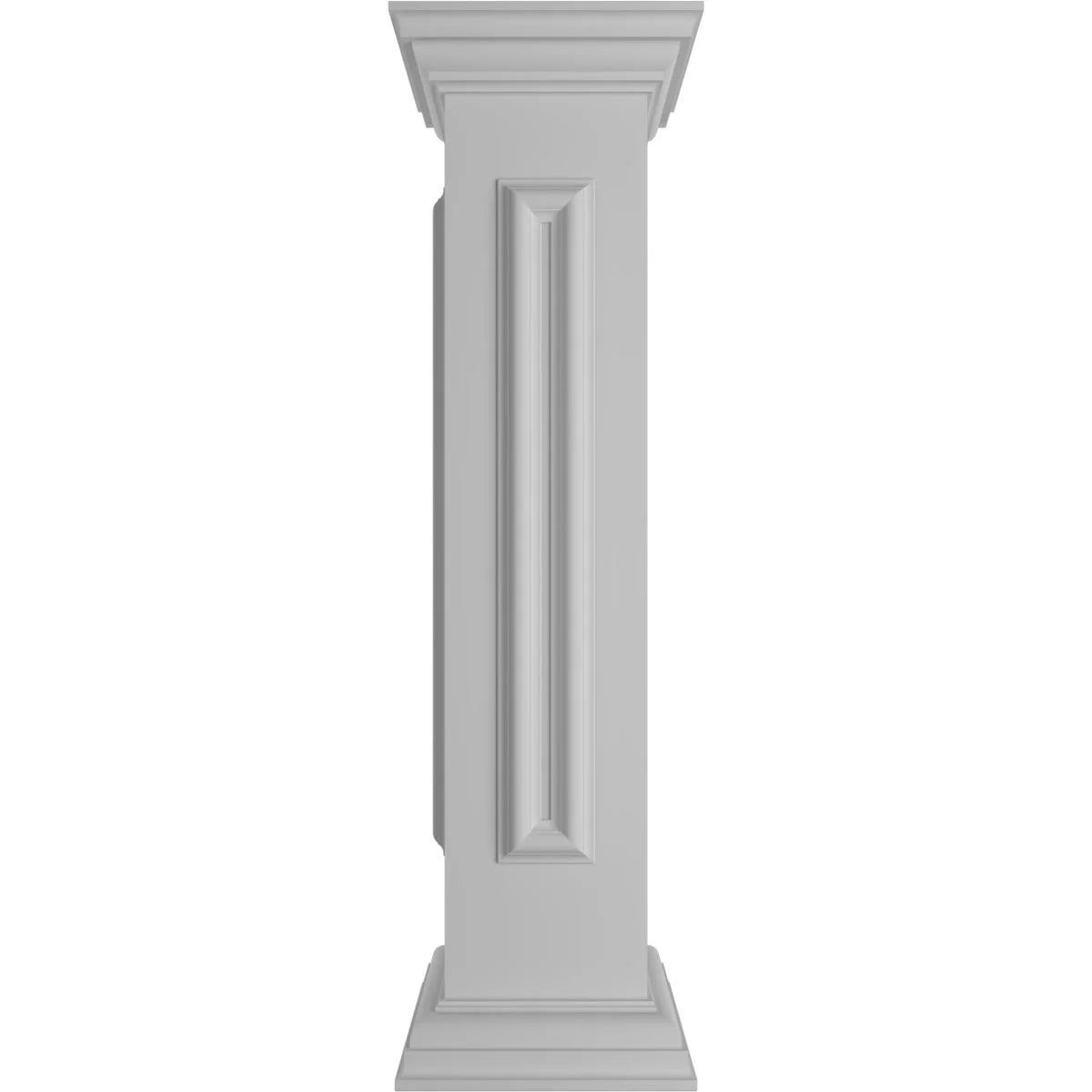 Ekena Millwork 8"W x 40"H End Newel Post with Panel, Flat Capital & Base Trim (Installation kit included)