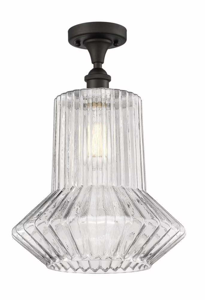 516-1C-OB-G212-LED-Innovations Lighting-Springwater-3.5W 1 LED Semi-Flush Mount in Industrial Style-12 Inches Wide by 17 Inches High Oil Rubbed