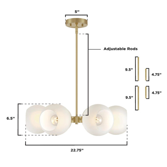 Westinghouse Lighting Dorney Six Light Indoor Chandelier, Champagne Brass Finish, Frosted Glass