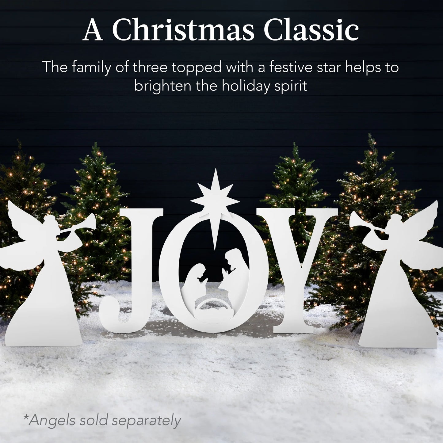 Best Choice Products 46in Outdoor JOY Christmas Nativity Decoration w/Weather Resistant PVC, Ground Stakes - Red/White