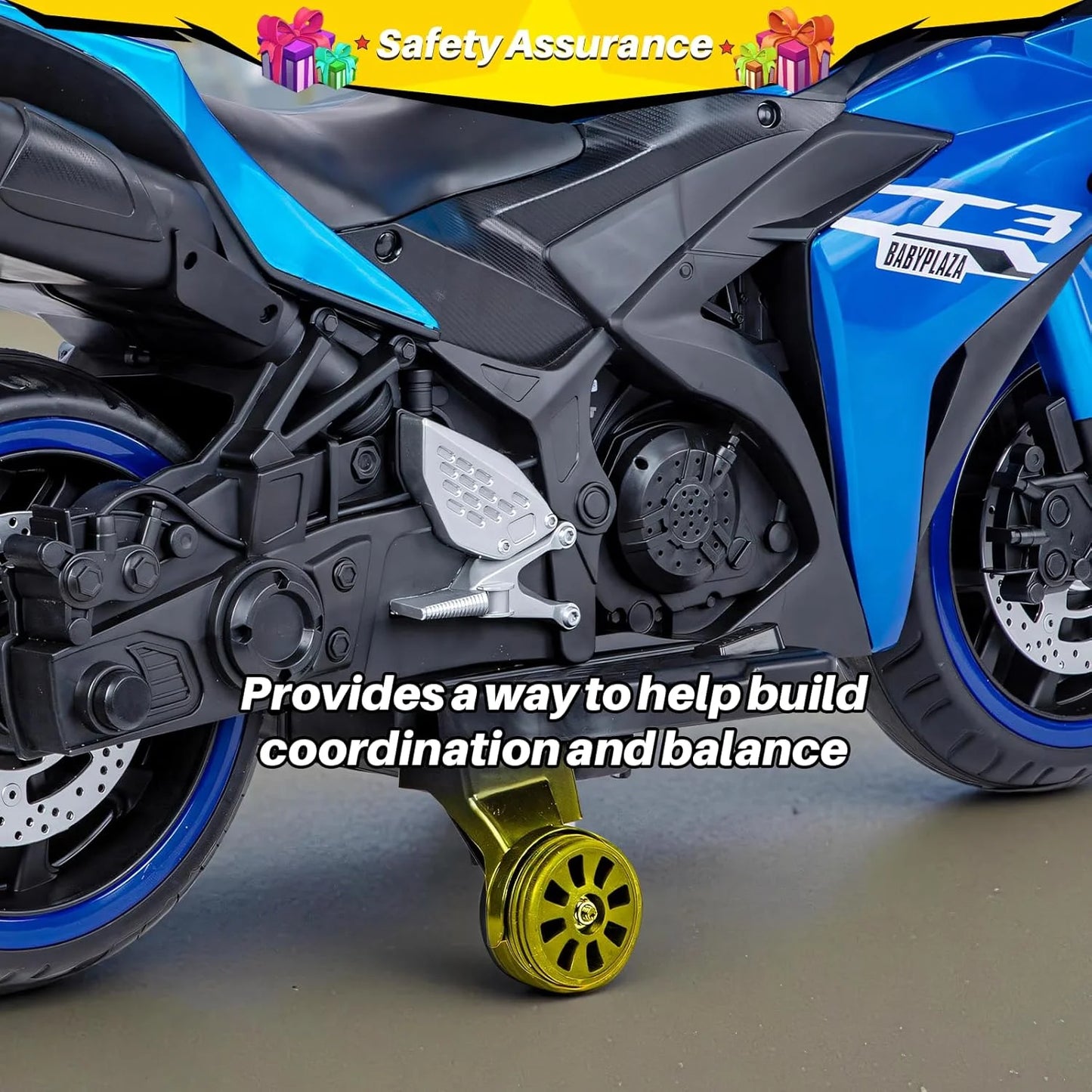 2 Seats Electric Dirt Bike Motorcycle for Kid 3-8, 12V Kids Motorcycle with Manual Throttle, Lighting Wheels, Music Function, Max Load 99LB (Blue)