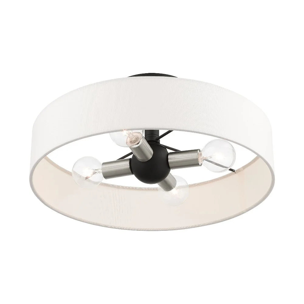 46927-91-Livex Lighting-Venlo - 4 Light Semi-Flush Mount In Timeless Style-6 Inches Tall and 14 Inches Wide-Brushed Nickel Finish