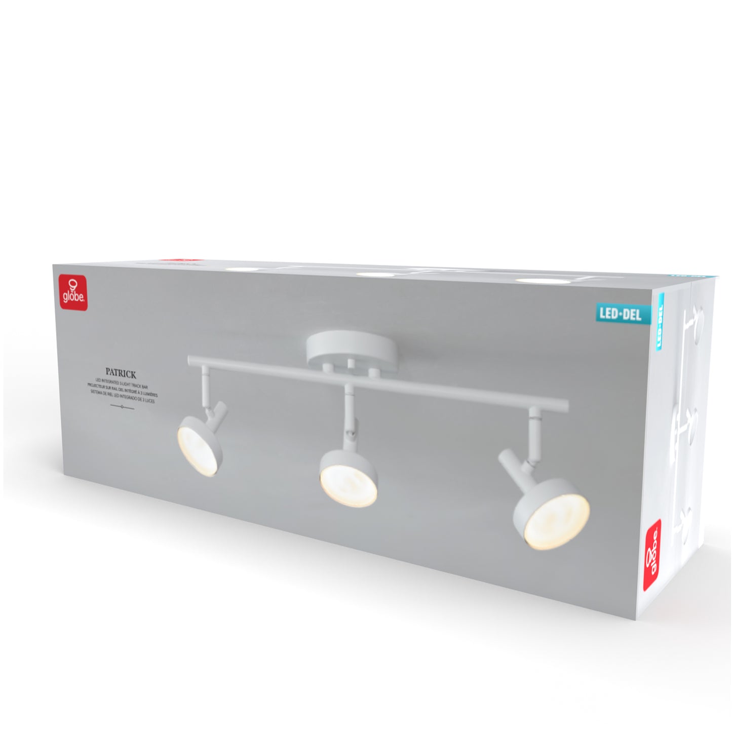 Globe Electric 19" 3-Light 22W Dimmable LED Matte White Track Lighting, Frosted Diffusers, 91004408