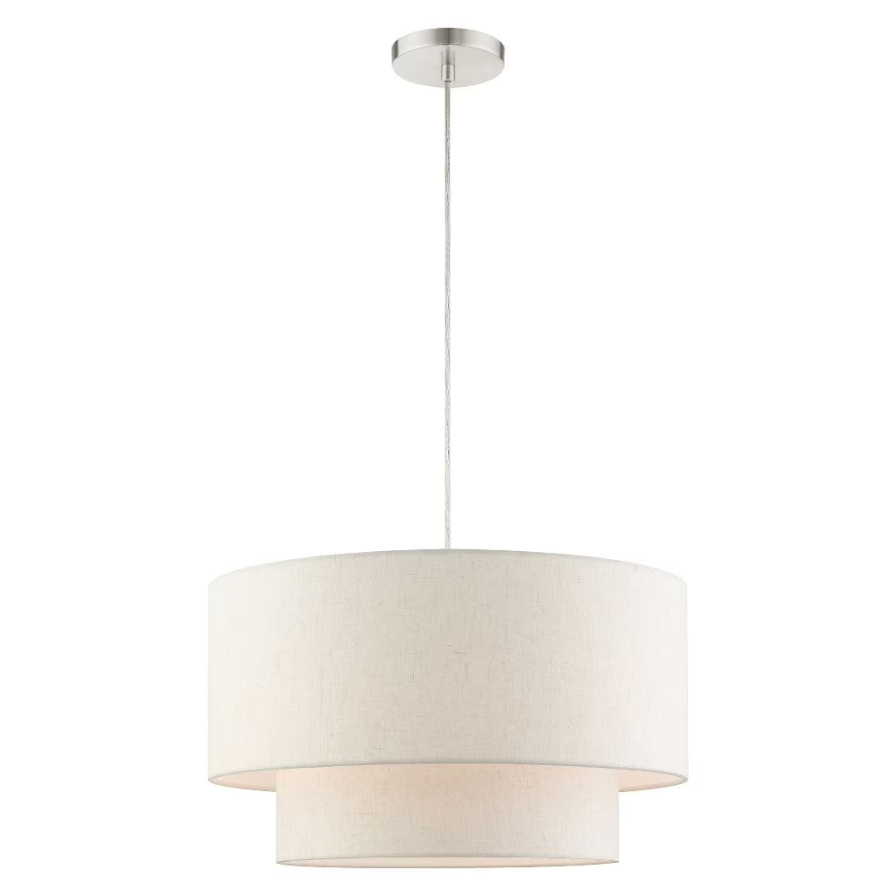Livex Lighting Blossom 3-Light Modern Metal & Fabric Pendant in English Bronze