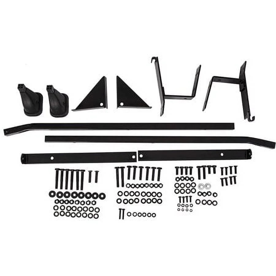 Kojem Flip Folding Rear Black Seat Kit for 2004-up Club Car Precedent Gas or Electric Models Golf Cart w/Extra Handle Bar w/Roof Support - 3 Packages & All Hardware