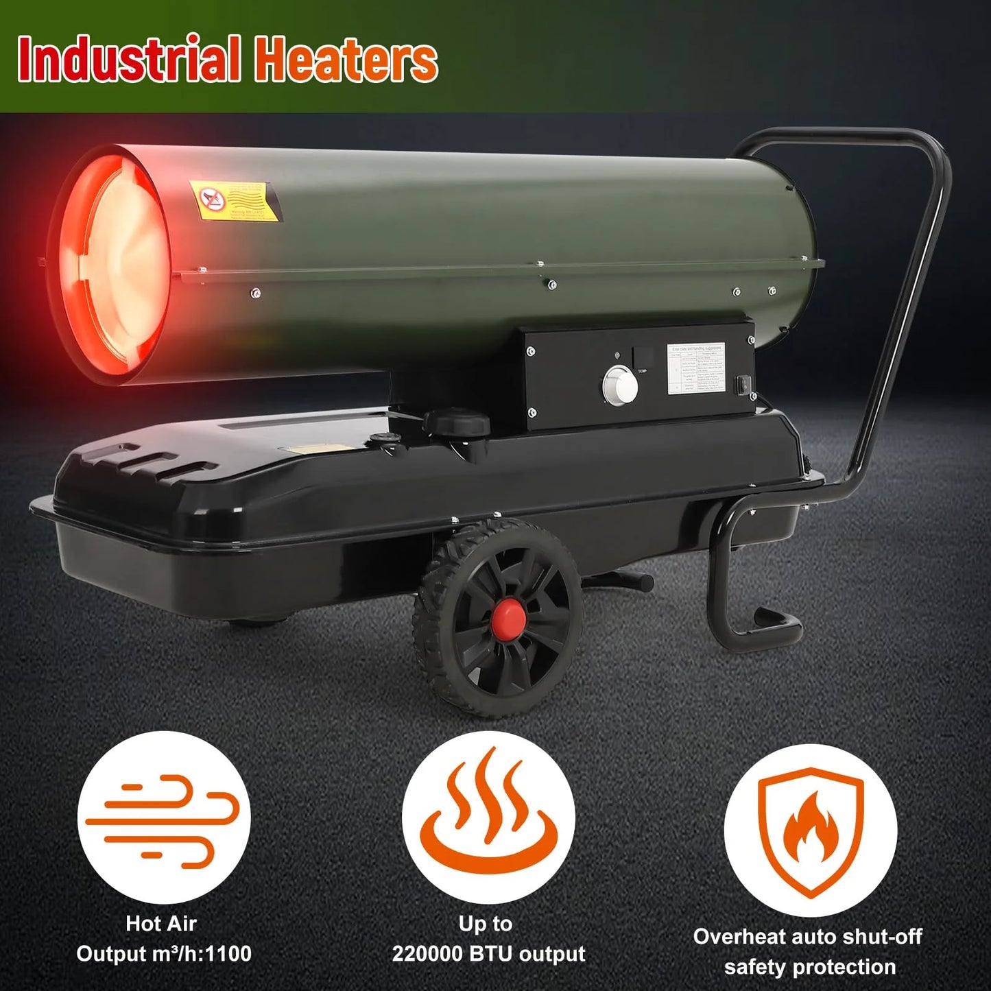 Towallmark Space Heater,80,000 BTU Forced Air Diesel Heater & Kerosene Heater, Space Heaters for Indoor Use,Christmas Gifts