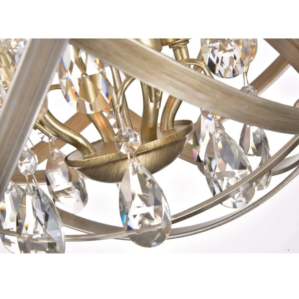 The Lighting Store Benita Light Gold with Bronze 4-light Metal Globe Crystal Semi-Flush Mount