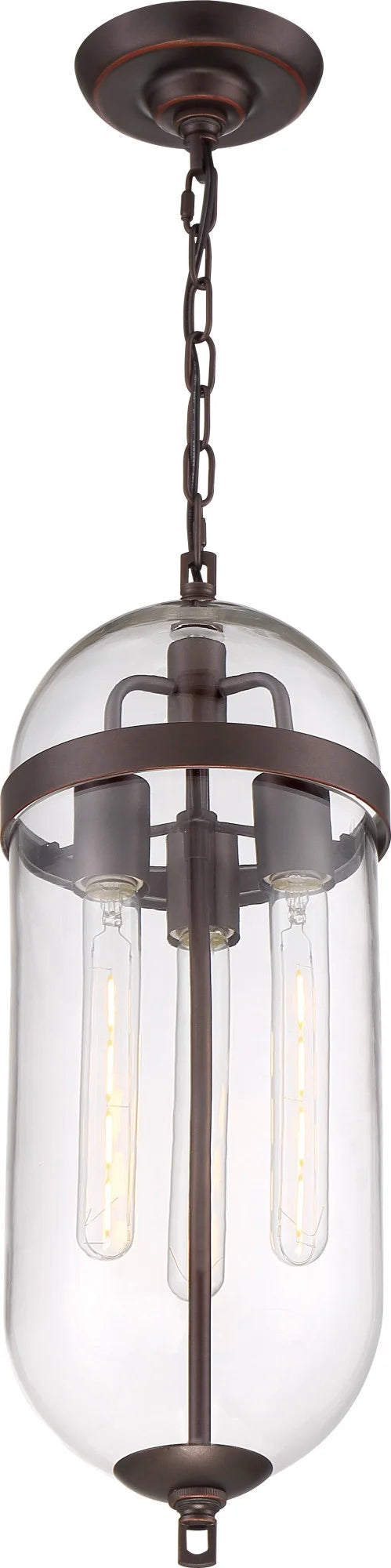 60/6913-Nuvo Lighting-Aurora-3 Light Pendant-8 Inches Wide by 23 Inches High-Vintage Brass Finish -Traditional Installation