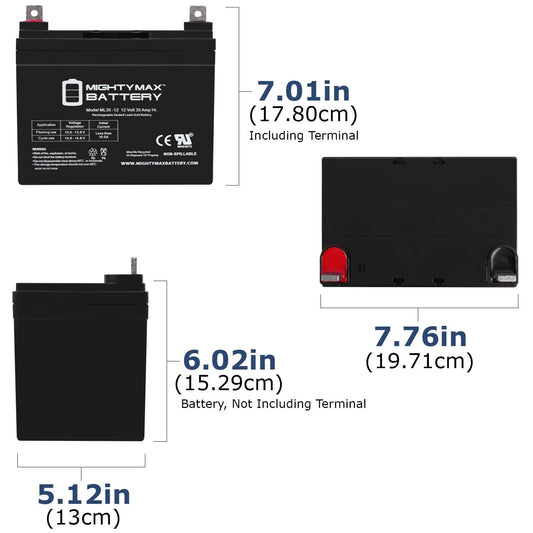 "Mighty Max 12V 35AH SLA Battery for Toro Time Cutter SS5000 Mower"