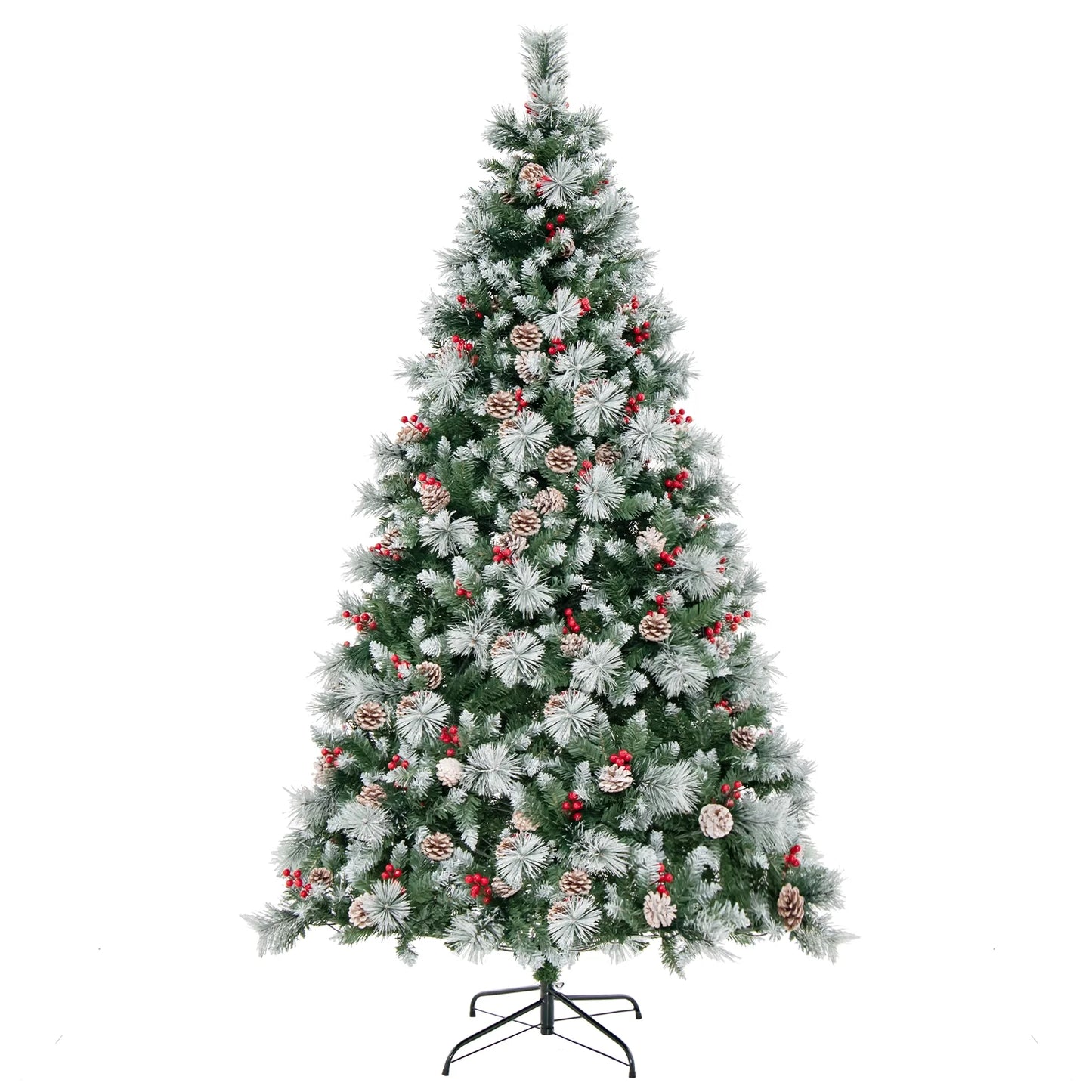 Costway 7 FT Pre-Lit Artificial Christmas Tree Hinged with Pine Needles 400 LED Lights
