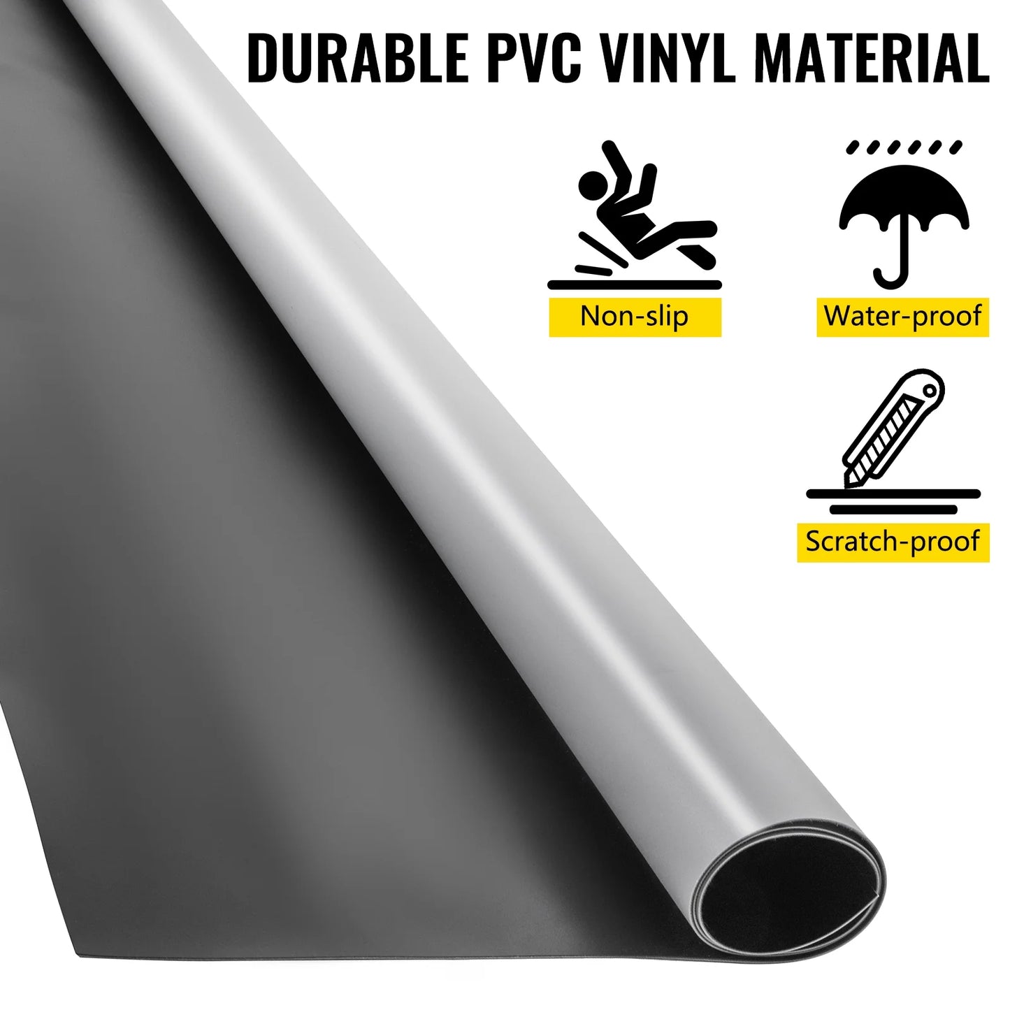 KFFKFF 6.6 x 49.2 ft Dance Floor Roll Portable Practice Dance Floor 1.5mm Thickness PVC Dance Flooring Grey/Black Roll out Dance Floor Non-slide