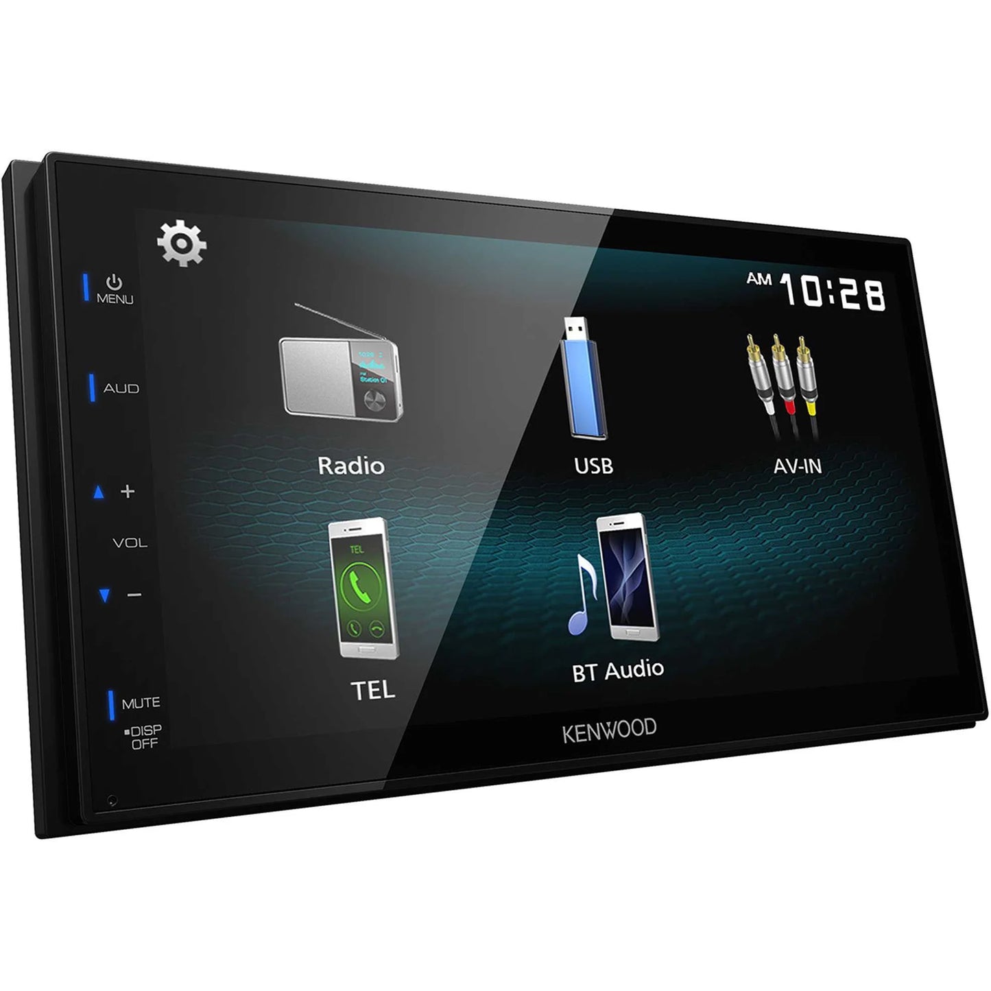 Kenwood DMX129BT MultiMedia Receiver (No CD) with Bluetooth with CMOS-230LP Rearview Camera with License Plate Mounting Hardware