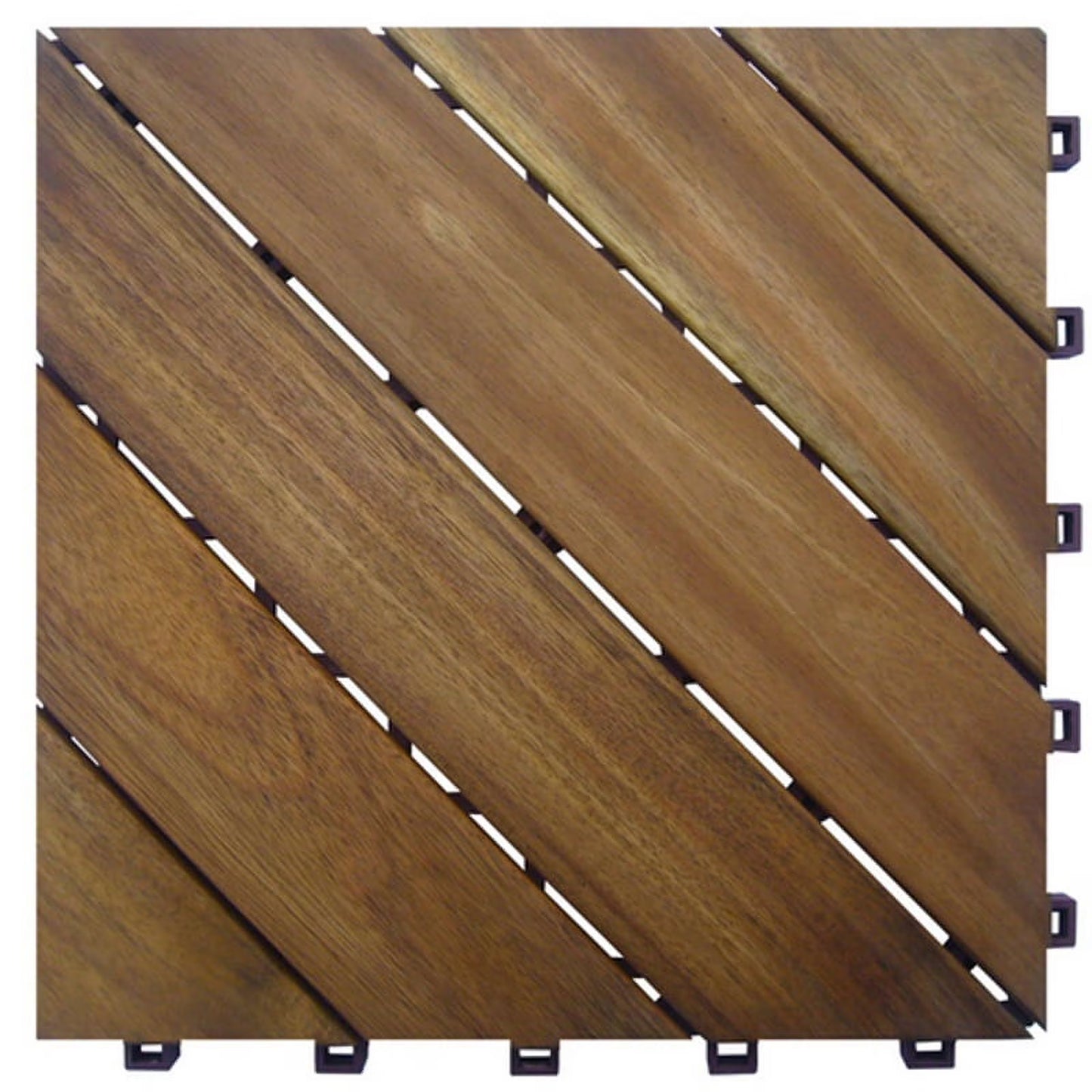 A & B Home 12" x 12" Wood Outdoor Diagonal Flooring Tiles 10pc - Brown