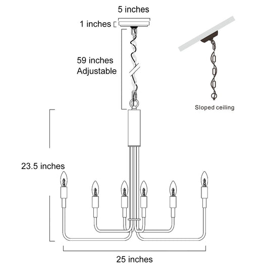 LNC Black Linear Chandelier, 25 Inch Modern Farmhouse Lighting for Dining/Kitchen/Bedroom