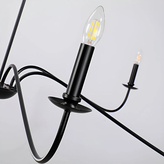 6-Light Classic French Minialist Chandelier with Candle-Style Lighting Black