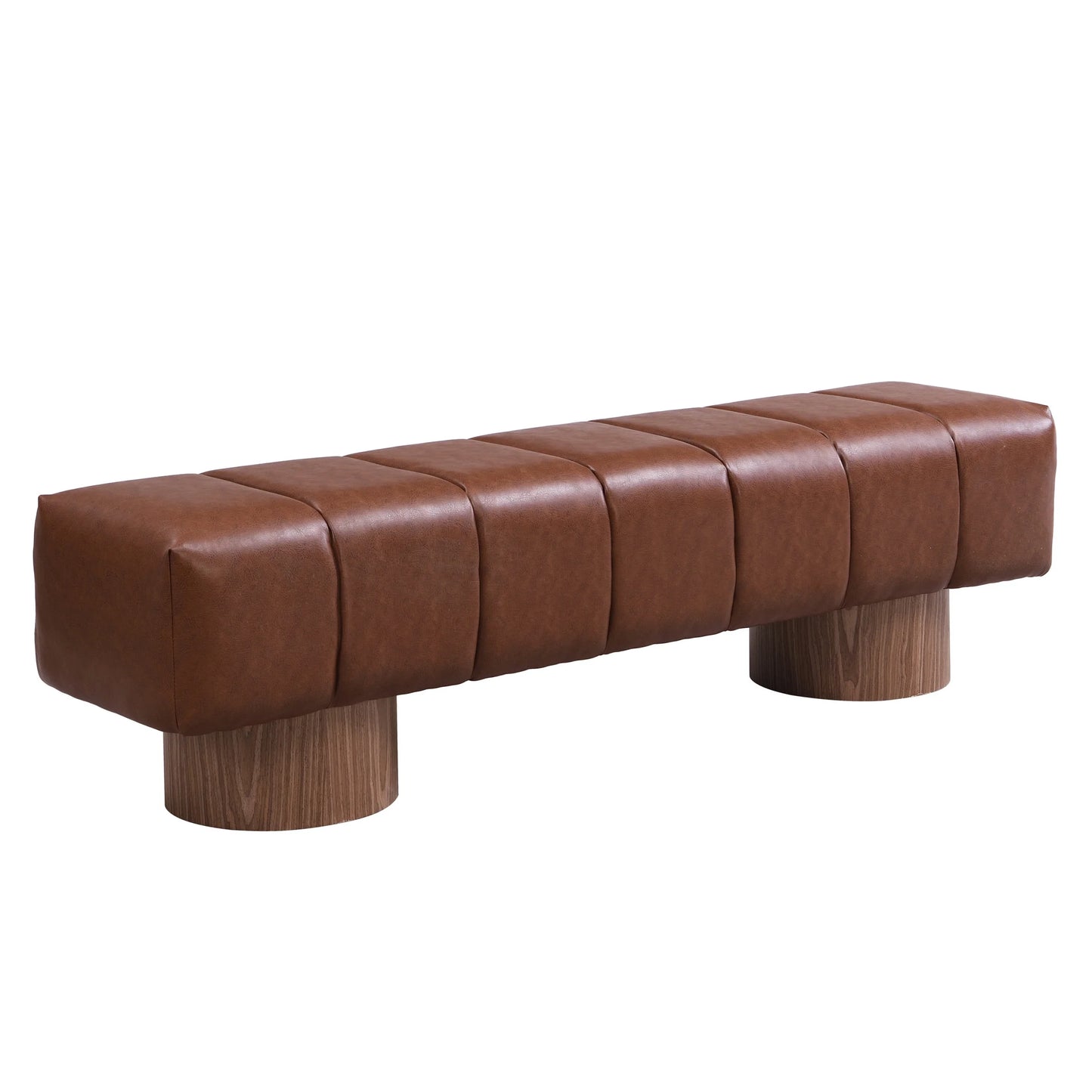 Christopher Knight Home Modern Mid-Century 64" Velvet Tufted Ottoman Bench, Faux Wood Legs, Light Gray