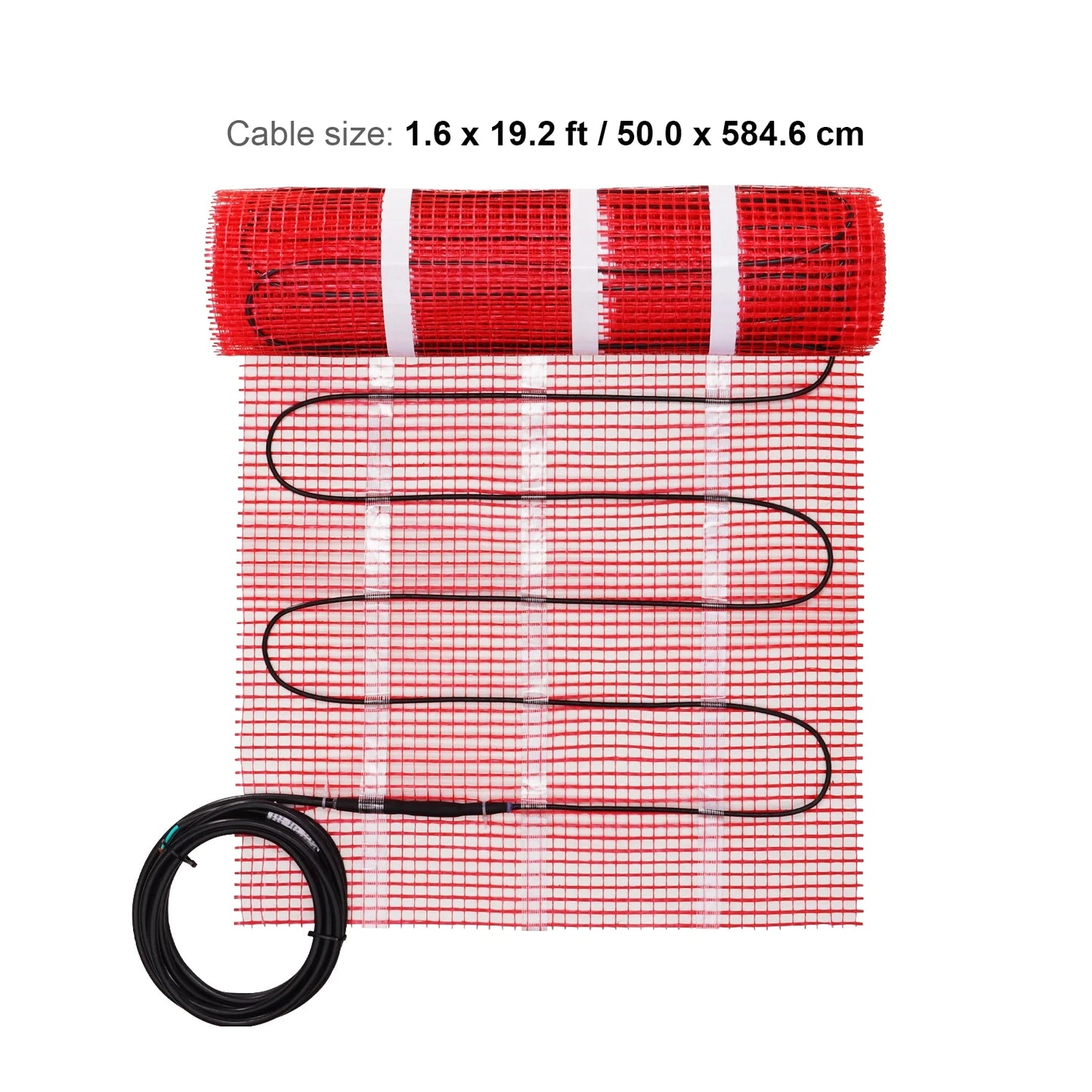 KFFKFF Underfloor Heating Mat, 30 Sq.ft, Electrical Ground Warming System with Digital Temperature Sensing Thermostat, Comes with Installation Monitor, Sticky Back for Simple Setup on The Ground