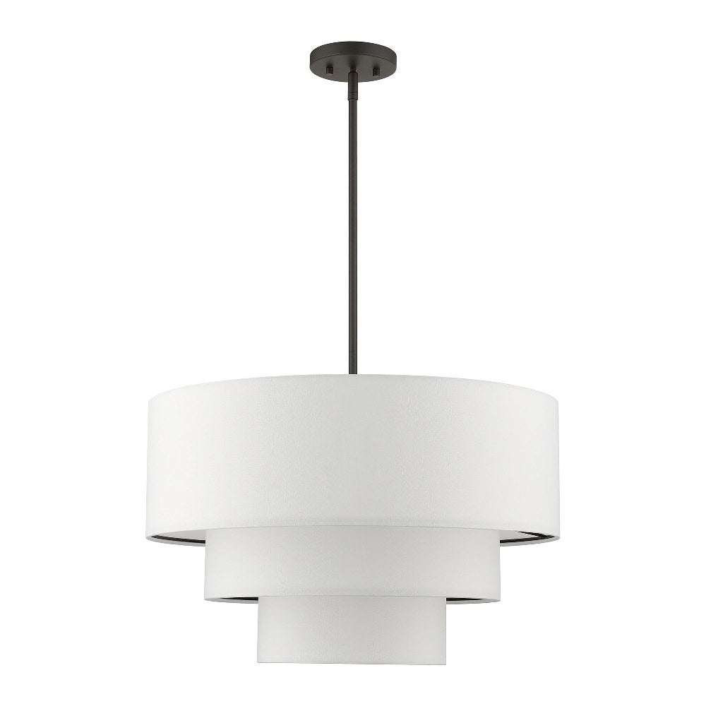 55914-91-Livex Lighting-Carrington - 4 Light Pendant In Mid-Century Modern Style-22.5 Inches Tall and 23 Inches Wide-Brushed Nickel Finish