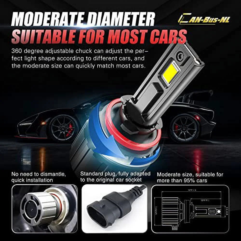 Alla Lighting 16000Lms CANBus HB5 9007 LED Headlights Bulbs, 6500K Xenon White, Xtreme Super Bright Dual Hi/Low Beam Conversion Kits Replacement