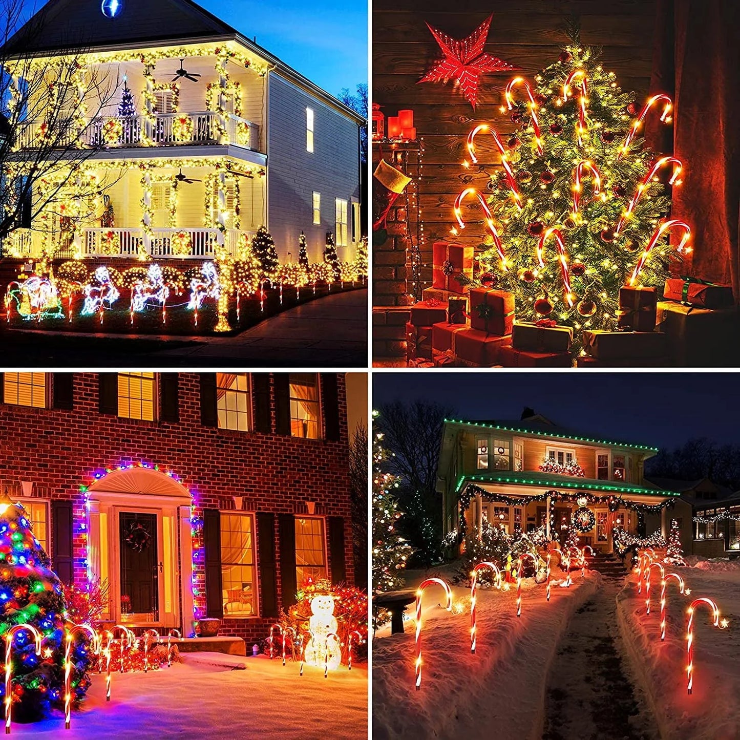 Outdoor Christmas Decorations,12 Pack Solar Christmas Candy Cane Lights with Wireless Remote Control & Bigger Solar Panel, 9 Modes Bright All Night Solar Christmas Yard Pathway Decorations