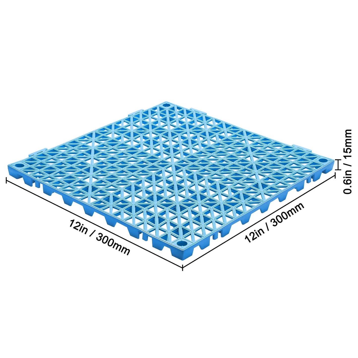 KFFKFF Connectable Tiles in Blue, 55PCS, Measuring 12" x 12" Each, Composed of Gentle PVC, Featuring Interlocking Drainage Floor Tiles, Slip-Resistant with Drainage Openings, in Blue