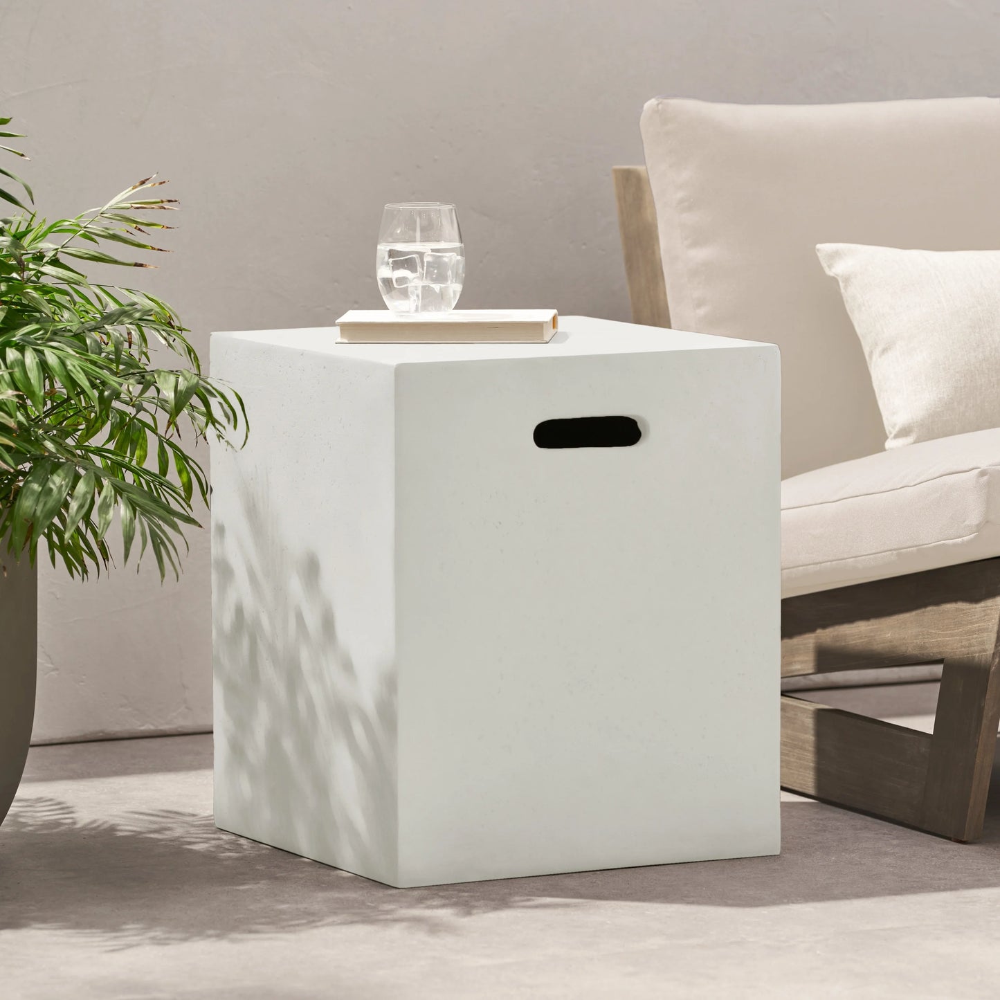Christopher Knight Home - Aidan Outdoor Lightweight Concrete Tank Holder Side Table Grey