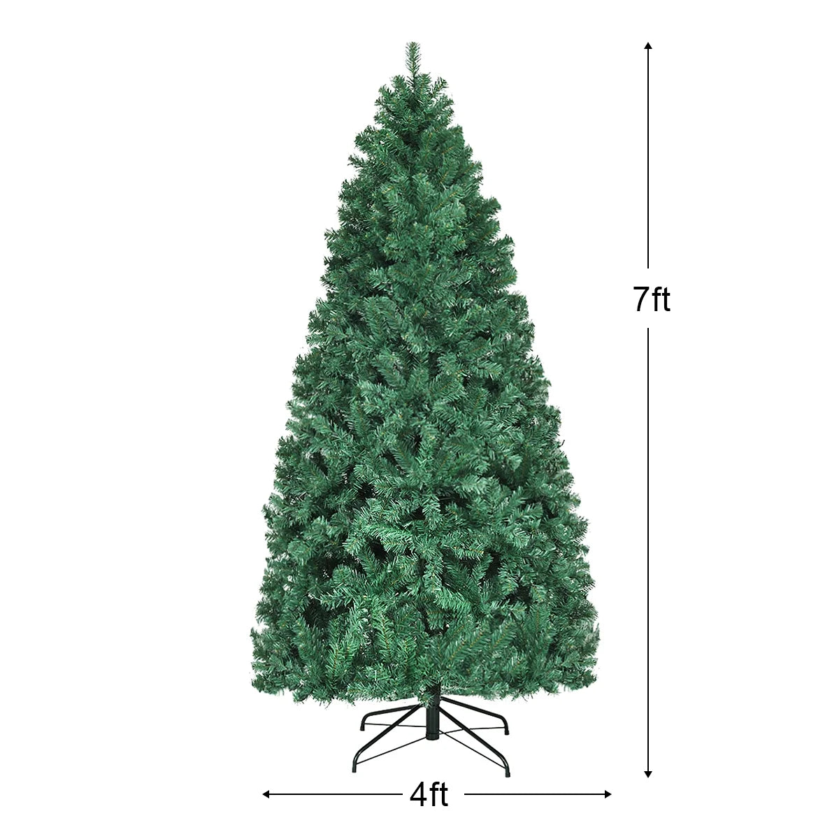 Costway 7Ft Pre-Lit PVC Hinged Christmas Tree 300 LED Lights Green