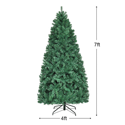 Costway 7Ft Pre-Lit PVC Hinged Christmas Tree 300 LED Lights Green