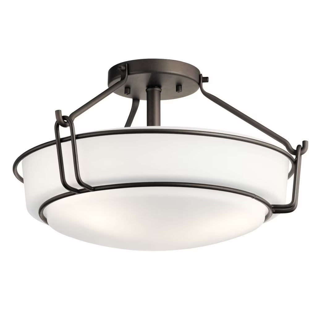 44085NI-Kichler Lighting-Alkire - 3 light Semi-Flush Mount - with Transitional inspirations - 9.25 inches tall by 16.5 inches wide-Brushed Nickel
