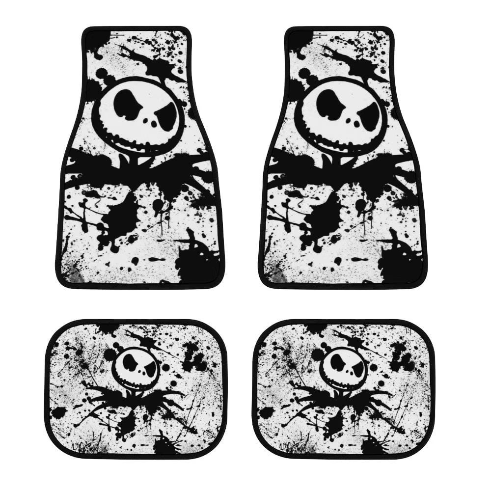 The Nightmare Before Christmas Jack Skellington Car Floor Mat Set 4-Piece Front/Rear Auto Foot Mats Carpet Universal Fit Sedans Coupes SUV Truck
