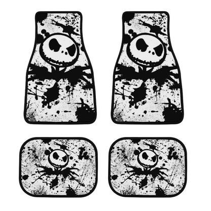 The Nightmare Before Christmas Jack Skellington Car Floor Mat Set 4-Piece Front/Rear Auto Foot Mats Carpet Universal Fit Sedans Coupes SUV Truck