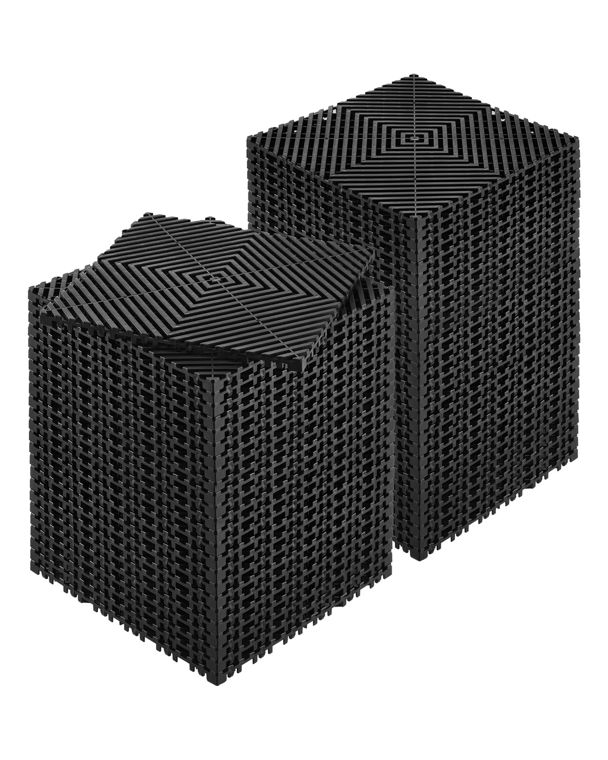 KFFKFF Drainage Floor Mat Set, 12? x 12? Modular Interlocking Padding, Set of 55 Connectable Drainage Mats, Slip-Resistant Black PP Drainage Floor and Bath Mat, Suitable for Garage, Garden