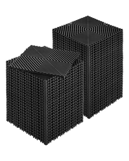KFFKFF Drainage Floor Mat Set, 12? x 12? Modular Interlocking Padding, Set of 55 Connectable Drainage Mats, Slip-Resistant Black PP Drainage Floor and Bath Mat, Suitable for Garage, Garden