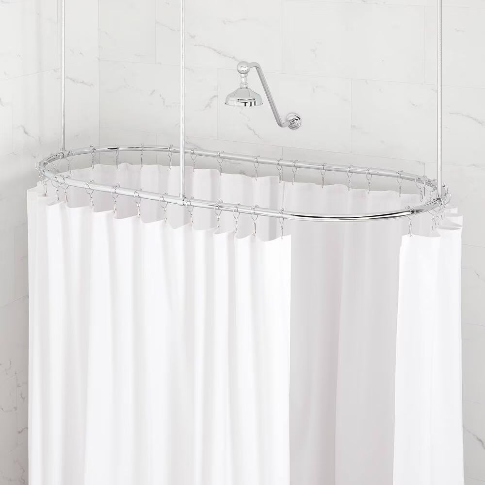 Signature Hardware SH555013CP 30" X 60" Oval Brass Shower Ring WITH Ceiling Supports & Mounting Hardware-Chrome
