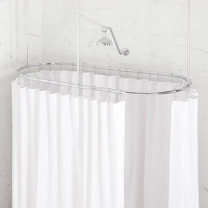 Signature Hardware SH555013CP 30" X 60" Oval Brass Shower Ring WITH Ceiling Supports & Mounting Hardware-Chrome