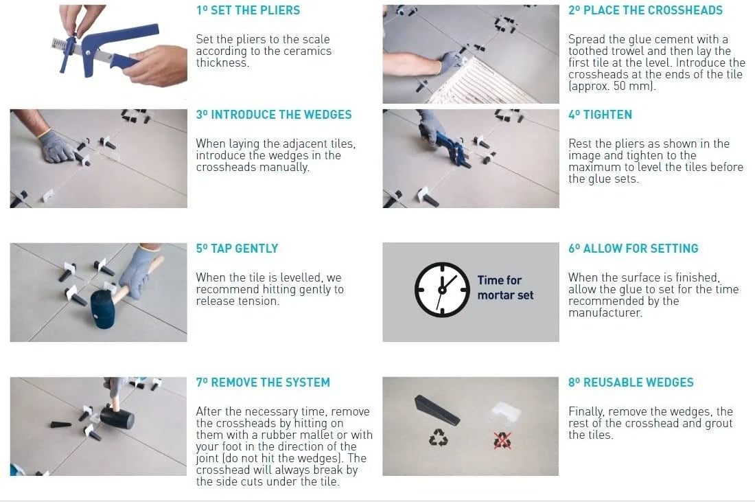 The Tile Project Peygran Tile Leveling System Kit for Tile-2mm Clip-Large