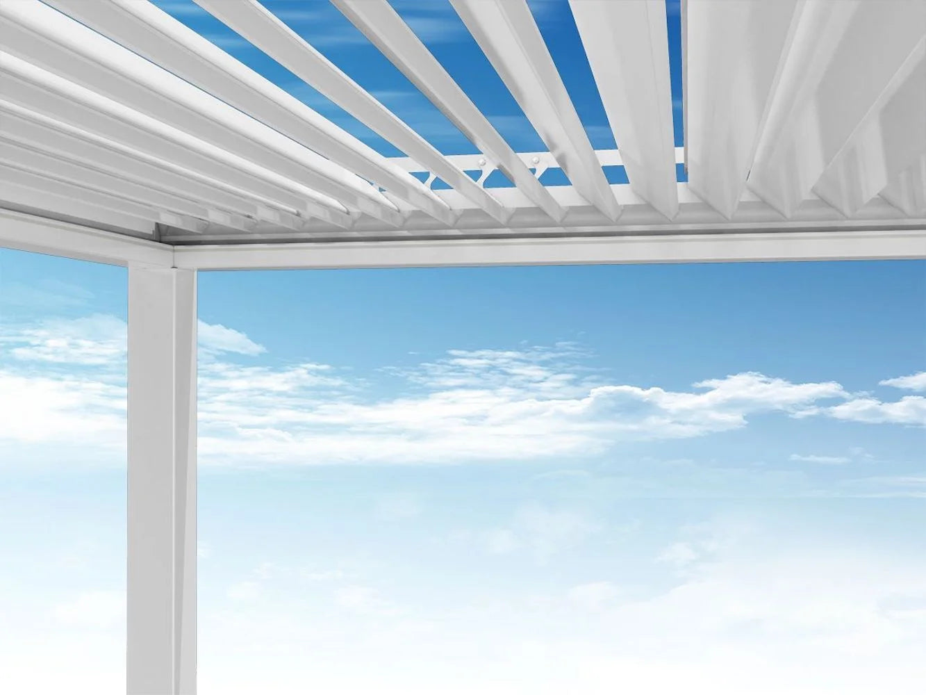Freestanding Villa Pergola with Motorization and LED Lighting Included, 19' x 13', White