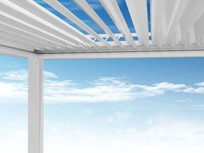 Freestanding Villa Pergola with Motorization and LED Lighting Included, 19' x 13', White