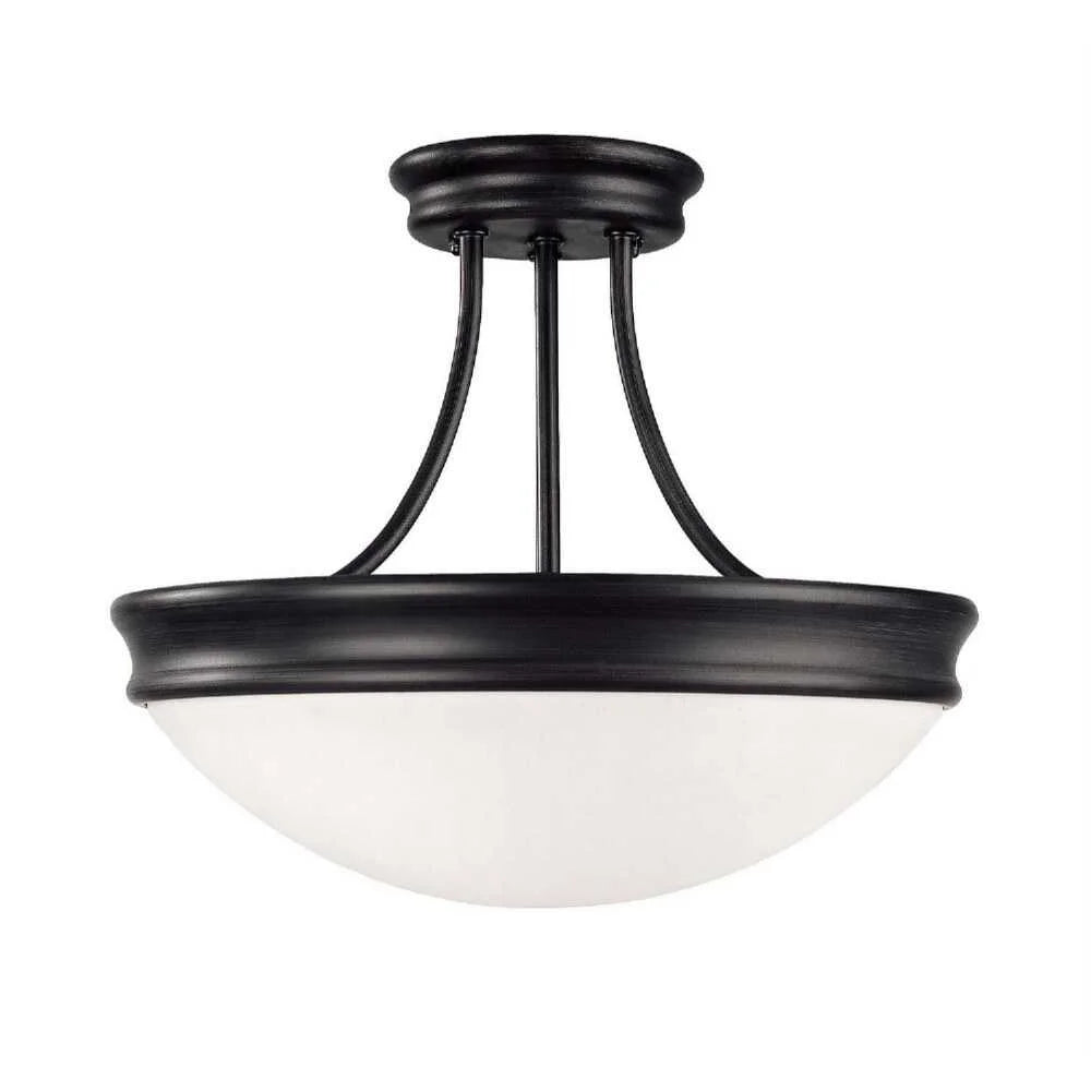 14 Inch 3 Light Semi-Flush Mount In Traditional Style 14 High By 11.75 Wide-Oil Rubbed Bronze Finish Capital Lighting 2037Or