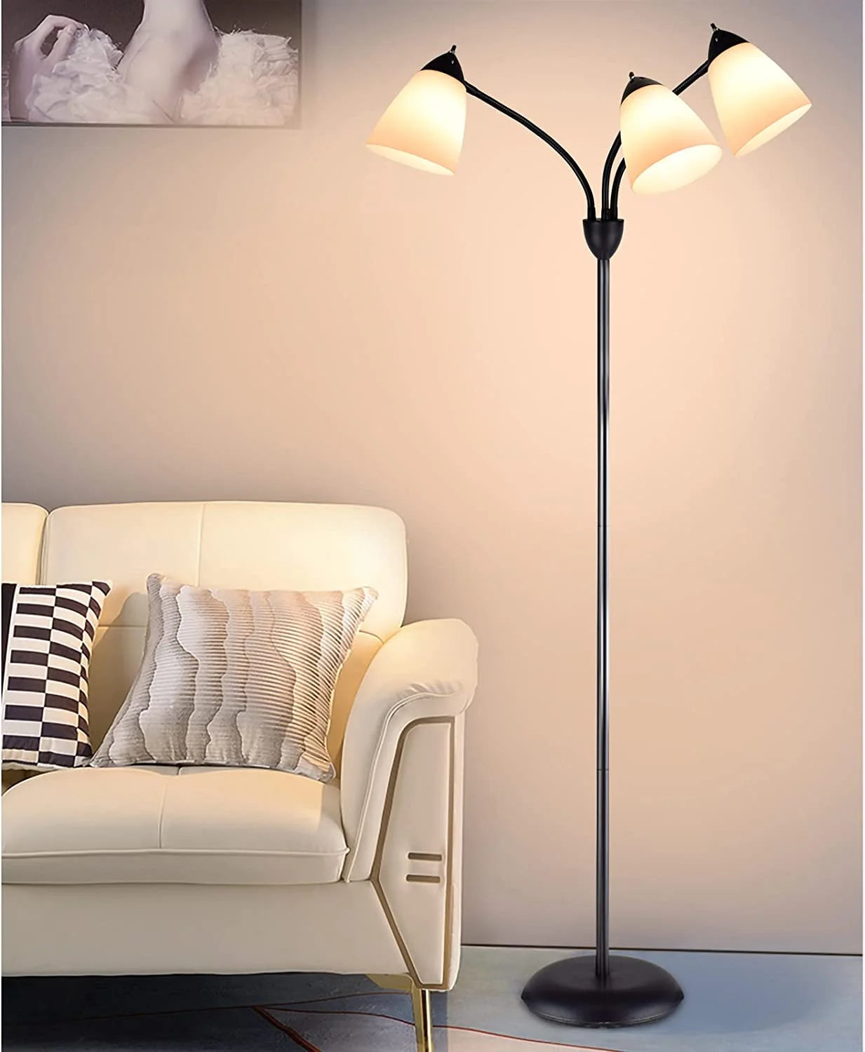 DINGLILIGHTING Floor Lamp Tall for Room: Flexible Gooseneck Floor Lamps Standing for Bedroom Home Office - Modern Floor Lights 5-Light