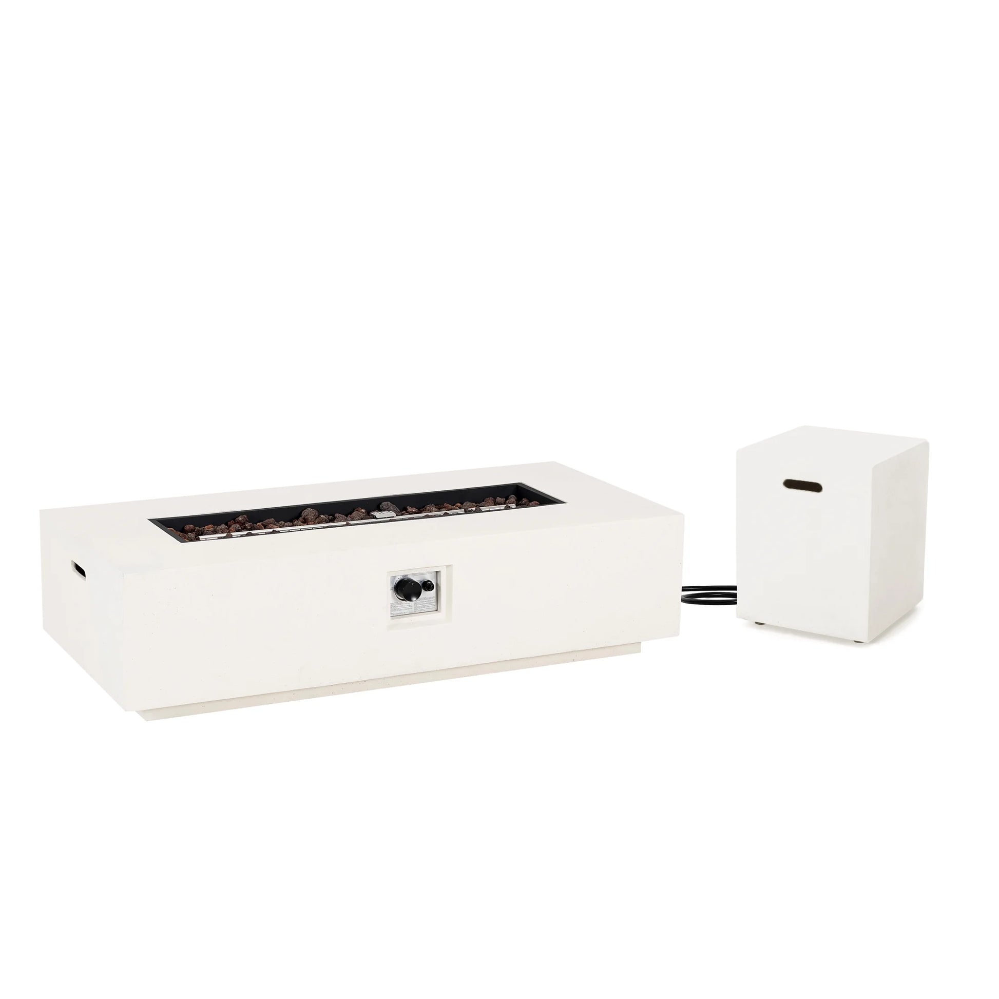 Christopher Knight Home Modern Outdoor 56" Rectangular Propane Fire Pit, 50,000 BTU, White MGO, (No Tank Cover)