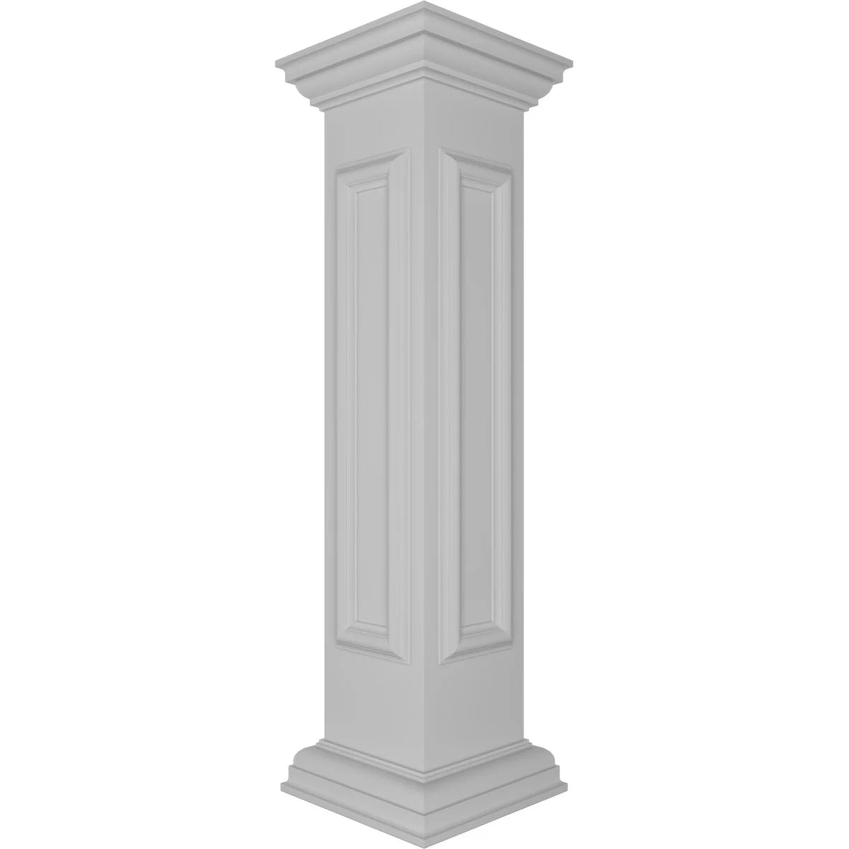 Ekena Millwork 8"W x 40"H End Newel Post with Panel, Flat Capital & Base Trim (Installation kit included)